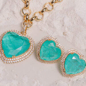 Conjunto brinco e colar elos heart fusion