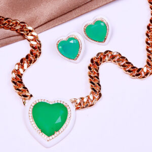 Conjunto brinco e colar heart dye glazed